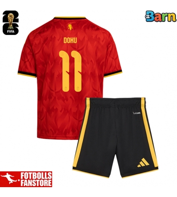 Belgien Jeremy Doku #11 Hemmatröja Barn VM 2026 Kortärmad (+ Korta byxor)